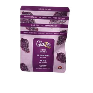 Glaze THC Sour Gummy Edibles – 5 Fruit Flavors 40mg/piece (10-Pack Gummy)